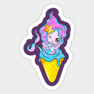 Mermaid Ice Cream Cone Cute Magical Mythical Sticker